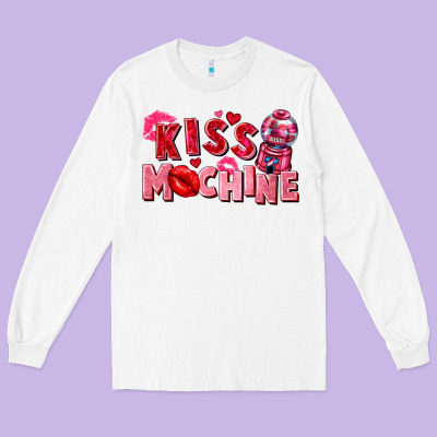 Kiss Machine Valentine's Day Long Sleeve Tee Designed By Fadigitalartstudio