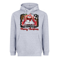 Heather Grey merry christmas truck snowman Heavyweight Hoodie - BarkalooDesign