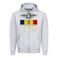 Heather Grey Eagle FMF Corpsman 8404 T Back Design Zipper Hoodie - longCreatives