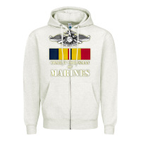 Oatmeal Heather Eagle FMF Corpsman 8404 T Back Design Zipper Hoodie - longCreatives