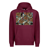 Burgundy Dog Pattern Premium Hoodie - CowhideDigitalArt