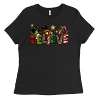 Black christmas believe Ladies Tee - texasbilliewilder