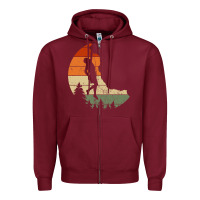 Burgundy Retro Rock Climbing Vintage Climber Zipper Hoodie - longCreatives