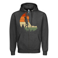 Charcoal Heather Retro Rock Climbing Vintage Climber Zipper Hoodie - longCreatives