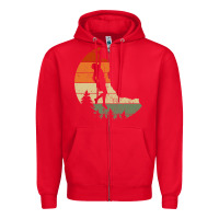 Red Retro Rock Climbing Vintage Climber Zipper Hoodie - longCreatives