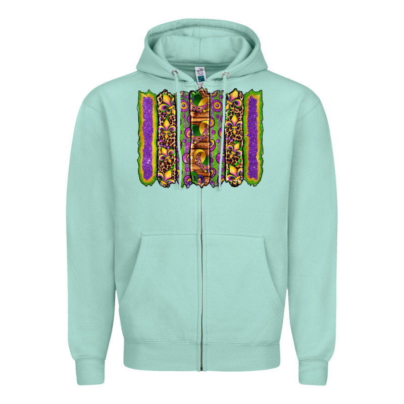 Mardi Gras Fleur De Lis Mask Leopard Glitter  Brushstrokes Zipper Hoodie by Artiststas | Teevron