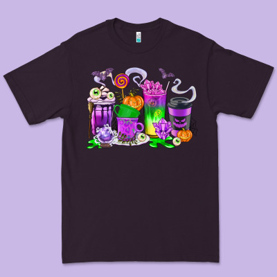 Halloween Coffee Cups Premium Tee Designed By Texasbilliewilder