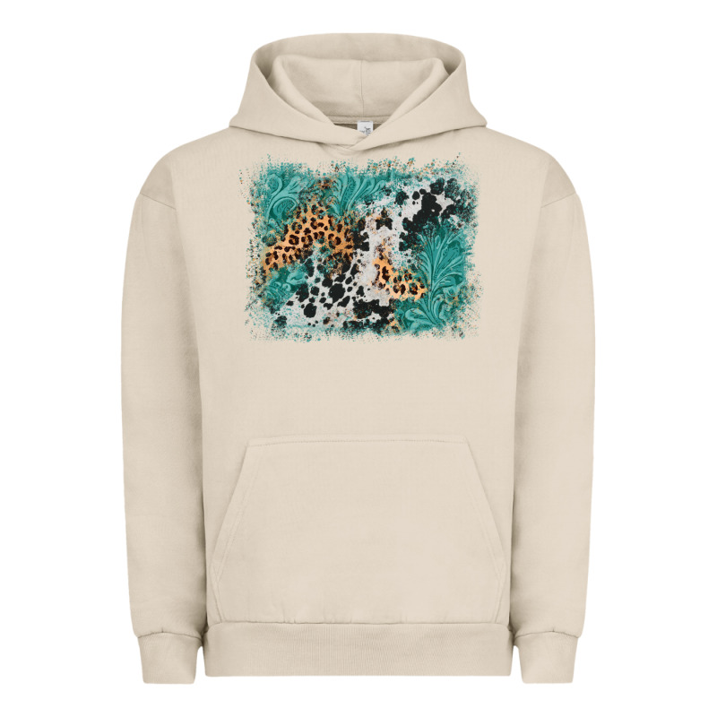 Cowhide Turquoise Leather Background Urban Hoodie by AdoDesignShop | Teevron