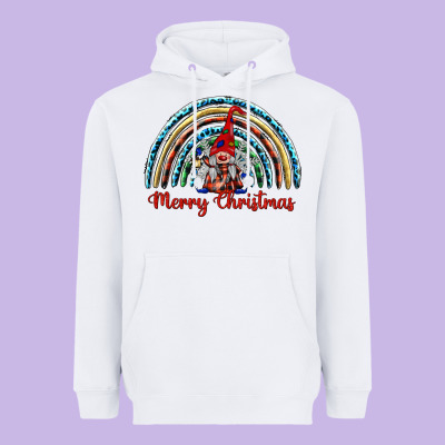 Merry Christmas Gnomes   Rainbow Heavyweight Hoodie Designed By Barkaloodesign