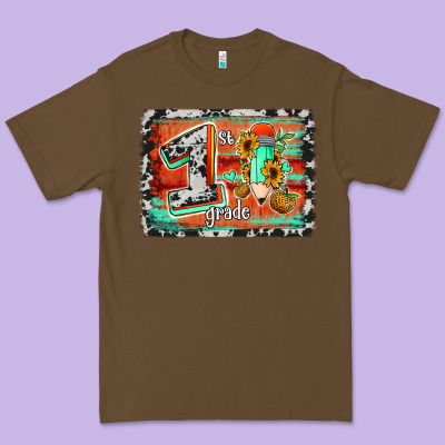 Western Back To School 1st Grade Premium Tee Designed By Jasminsmagicworld