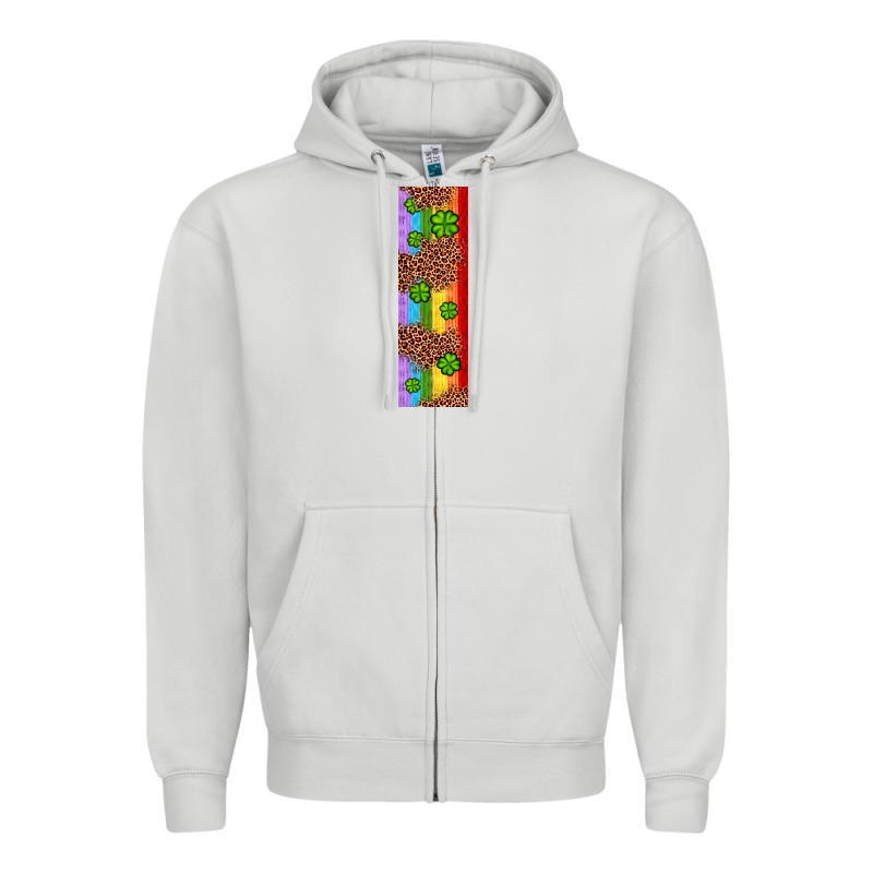 St. Patrick's Day Western Shamrock Leopard Rainbow Zipper Hoodie by Artiststas | Teevron