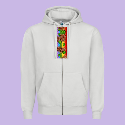 St. Patrick's Day Western Shamrock Leopard Rainbow Zipper Hoodie Designed By Artiststas