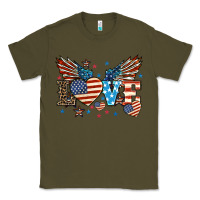 Army Green Love America wings 4th of july Classic Tee - HowdyJamesFarm