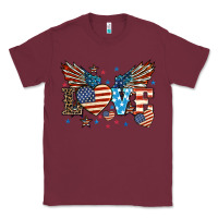 Burgundy Love America wings 4th of july Classic Tee - HowdyJamesFarm