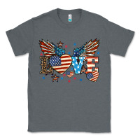 Charcoal Heather Love America wings 4th of july Classic Tee - HowdyJamesFarm
