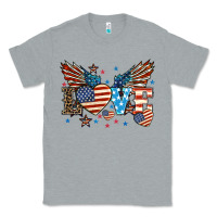 Heather Grey Love America wings 4th of july Classic Tee - HowdyJamesFarm