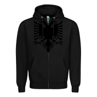 Black Albanian Flag Eagle Double Red Albania Shqipe Kosovo Zipper Hoodie - longCreatives