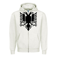 Oatmeal Heather Albanian Flag Eagle Double Red Albania Shqipe Kosovo Zipper Hoodie - longCreatives