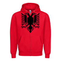 Red Albanian Flag Eagle Double Red Albania Shqipe Kosovo Zipper Hoodie - longCreatives