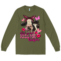 Army Green Valentine's Day shut up and kiss me Holstein Cow Long Sleeve Tee - FaDigitalArtStudio