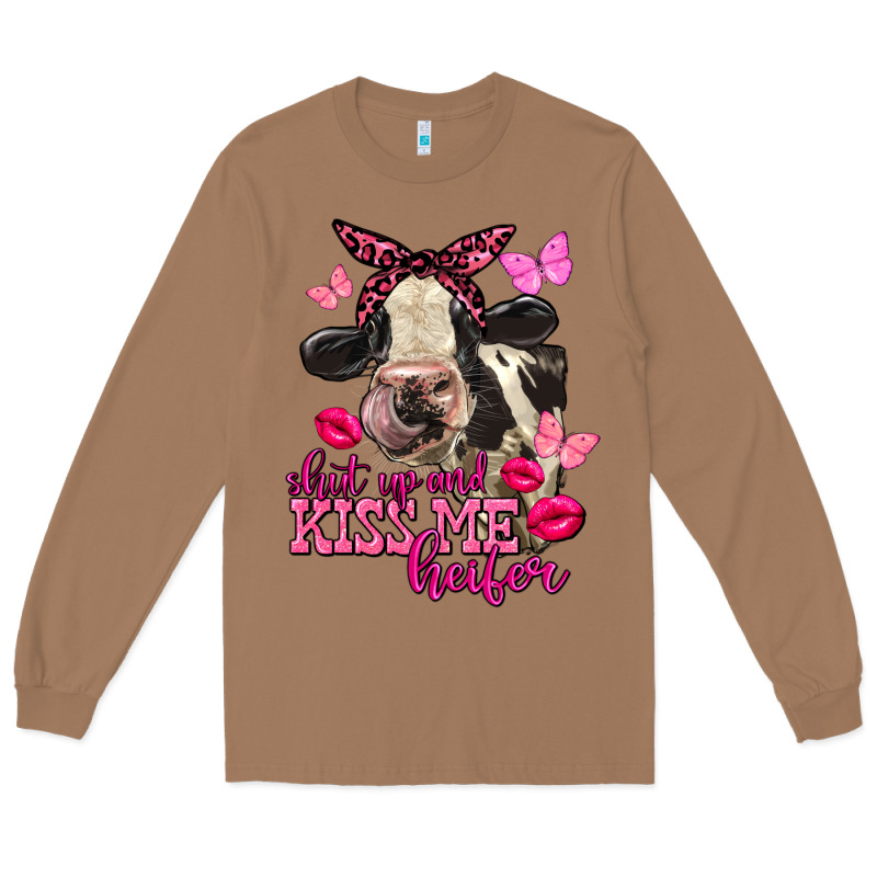Valentine's Day Shut Up And Kiss Me Holstein Cow Long Sleeve Tee by FaDigitalArtStudio | Teevron