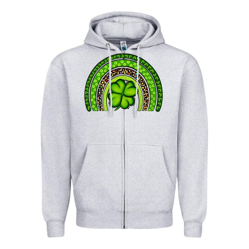 St. Patrick's Day Shamrock Rainbow Zipper Hoodie by Artiststas | Teevron