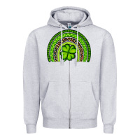 Heather Grey St. Patrick's Day Shamrock Rainbow Zipper Hoodie - Artiststas