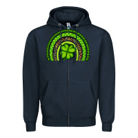 Navy St. Patrick's Day Shamrock Rainbow Zipper Hoodie - Artiststas