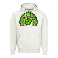 Oatmeal Heather St. Patrick's Day Shamrock Rainbow Zipper Hoodie - Artiststas