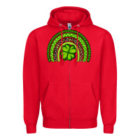 Red St. Patrick's Day Shamrock Rainbow Zipper Hoodie - Artiststas