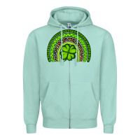 Seafoam St. Patrick's Day Shamrock Rainbow Zipper Hoodie - Artiststas