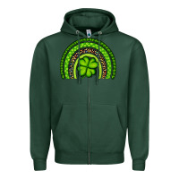 Sports Green St. Patrick's Day Shamrock Rainbow Zipper Hoodie - Artiststas