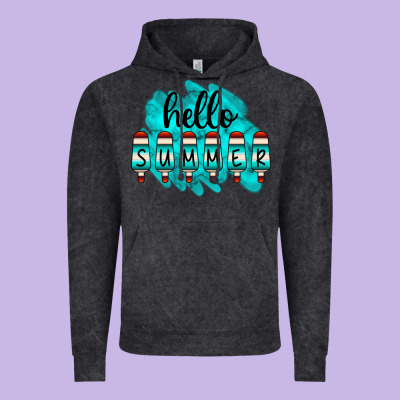 Hello Summer Serape Turquoise Vintage Hoodie Designed By Cowcowdesign