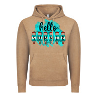Vintage Coffee Hello Summer Serape Turquoise Vintage Hoodie - CowCowDesign
