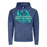 Vintage Denim Hello Summer Serape Turquoise Vintage Hoodie - CowCowDesign