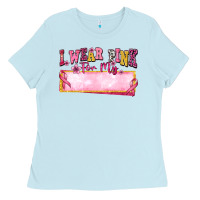 Baby Blue Personalized i wear pink for my Ladies Tee - texasbilliewilder