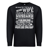 Black i am a lucky wife i have a crazy husband valentine gift Premium Sweatshirt - longCreatives