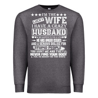 Charcoal Heather i am a lucky wife i have a crazy husband valentine gift Premium Sweatshirt - longCreatives