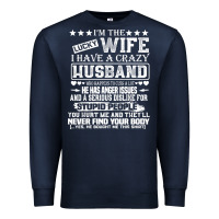 Navy i am a lucky wife i have a crazy husband valentine gift Premium Sweatshirt - longCreatives