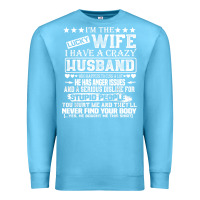 Ocean Blue i am a lucky wife i have a crazy husband valentine gift Premium Sweatshirt - longCreatives