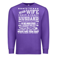 Purple i am a lucky wife i have a crazy husband valentine gift Premium Sweatshirt - longCreatives