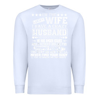 White i am a lucky wife i have a crazy husband valentine gift Premium Sweatshirt - longCreatives