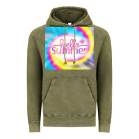 Vintage Olive Hello Summer Tie Dye Tumbler Vintage Hoodie - CowCowDesign