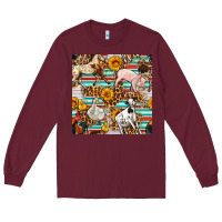 Burgundy Western Leopard Farm Animals Seamless Pattern Long Sleeve Tee - FaDigitalArtStudio