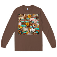 Chestnut Western Leopard Farm Animals Seamless Pattern Long Sleeve Tee - FaDigitalArtStudio