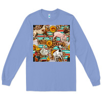 Colony Blue Western Leopard Farm Animals Seamless Pattern Long Sleeve Tee - FaDigitalArtStudio