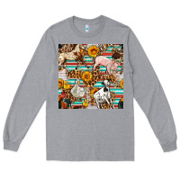Heather Grey Western Leopard Farm Animals Seamless Pattern Long Sleeve Tee - FaDigitalArtStudio