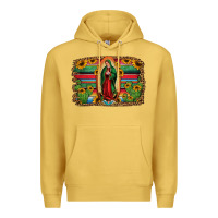 Antique Gold lady of guadalupe serape background Premium Hoodie - Jasminsmagicworld