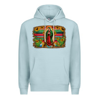 Blue Mist lady of guadalupe serape background Premium Hoodie - Jasminsmagicworld
