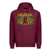 Burgundy lady of guadalupe serape background Premium Hoodie - Jasminsmagicworld